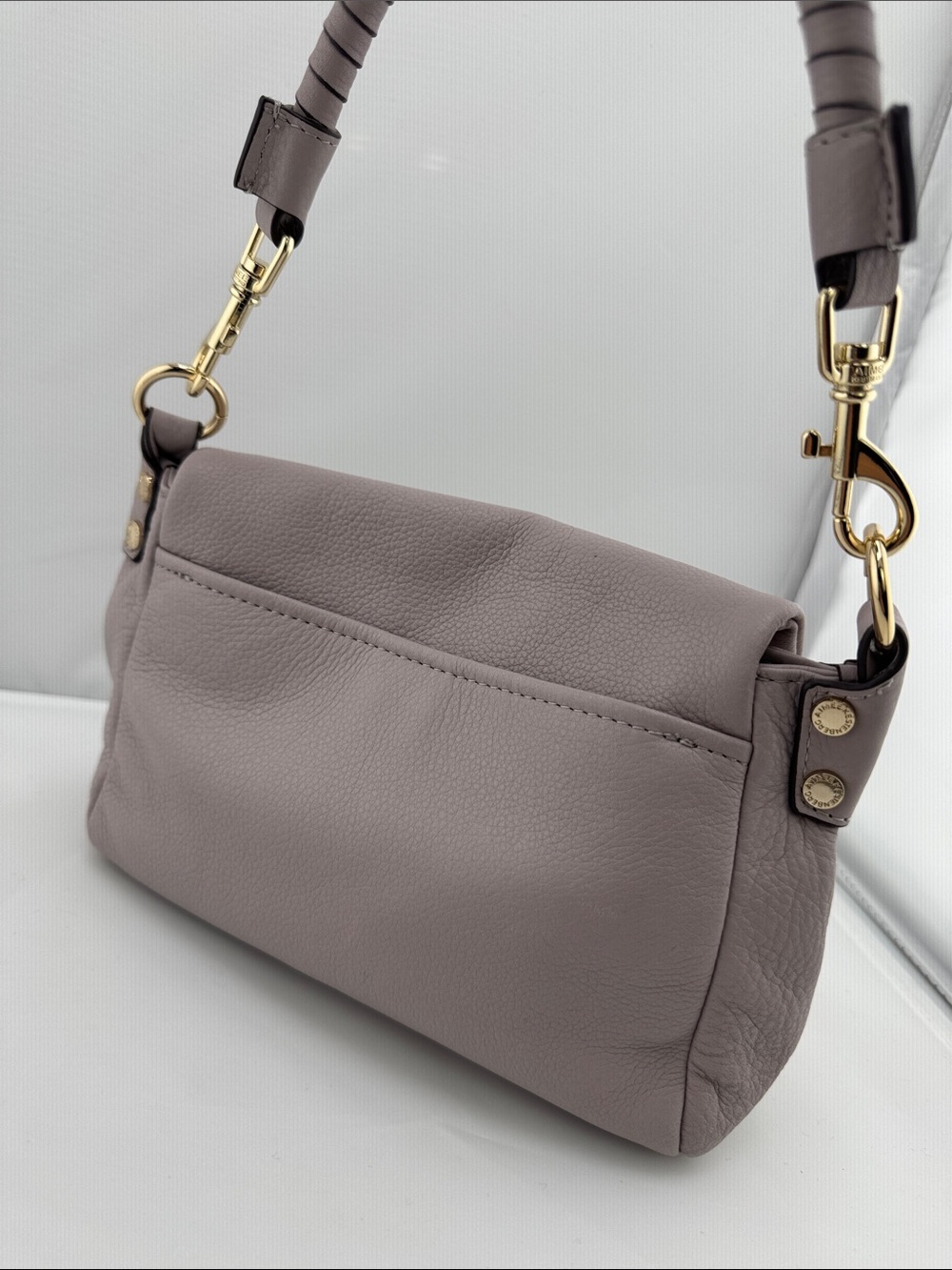 Aimee Kestenberg Mauve Taupe Leather Shoulder Bag with Wrapped Handle - Picture 3 of 9